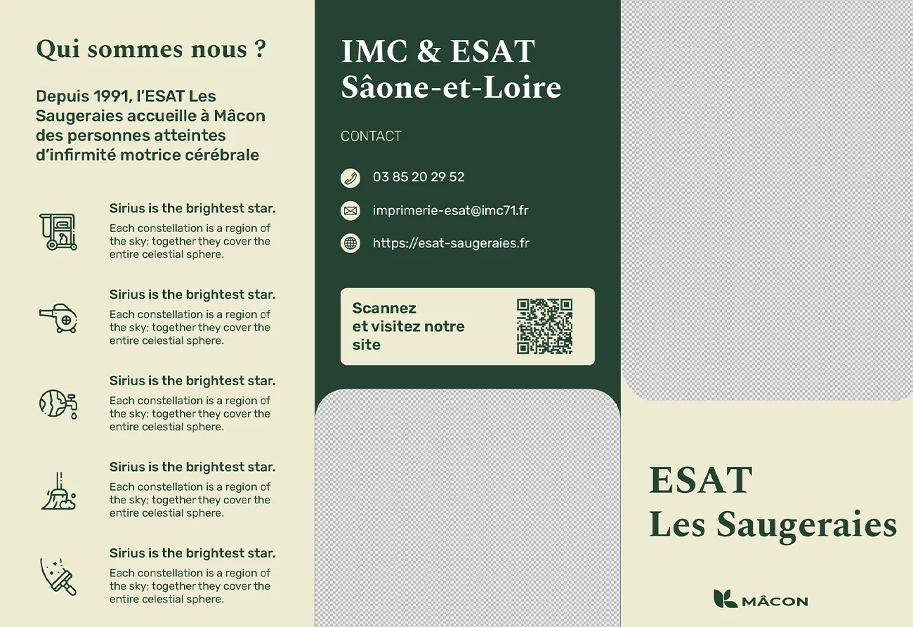 Impression de dépliants – Présentez vos services avec clarté
ESAT Les Saugeraies